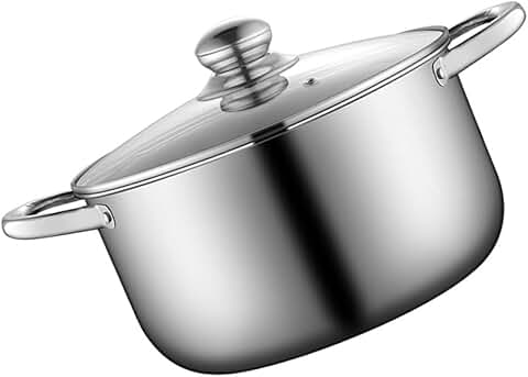 Non-stick stainless steel cooking pot with heat handle