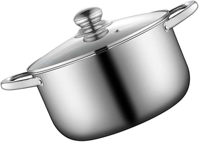 Non-stick stainless steel cooking pot with heat handle