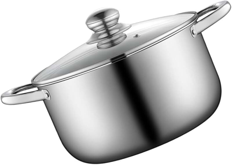 Non-stick stainless steel cooking pot with heat handle