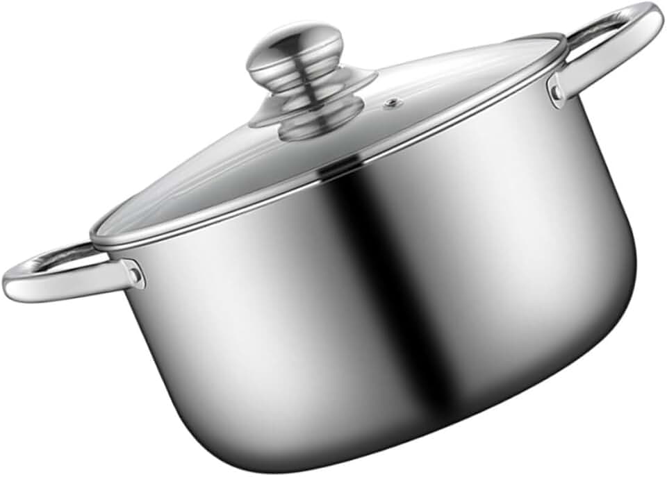 Non-stick stainless steel cooking pot with heat handle