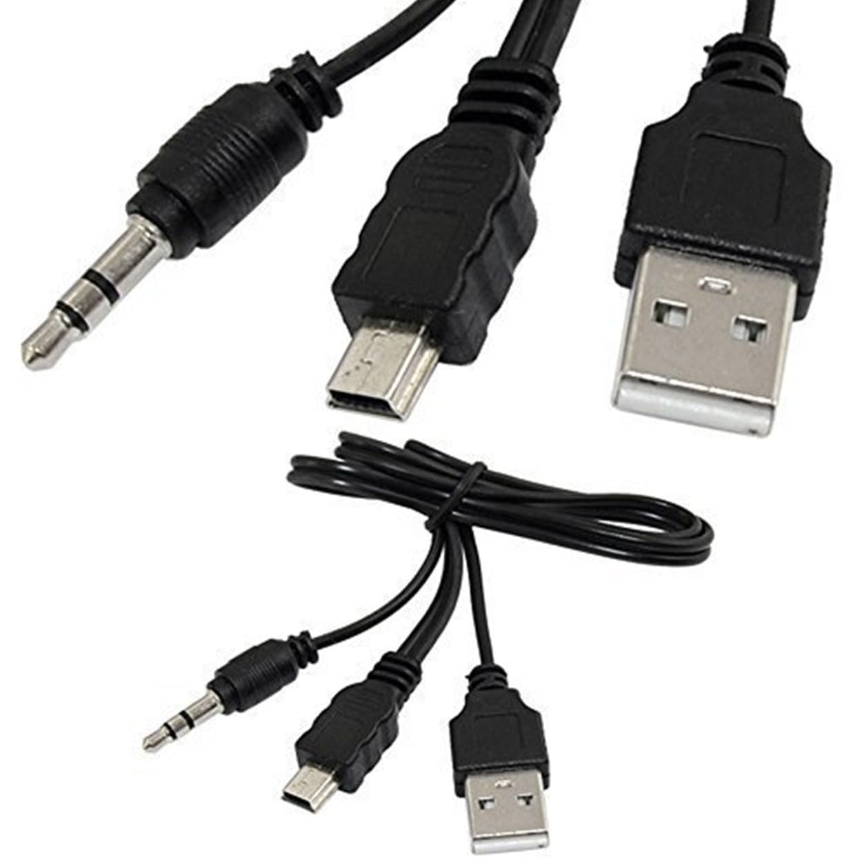 Mini USB Audio and Charging Cable, 2 Pack
