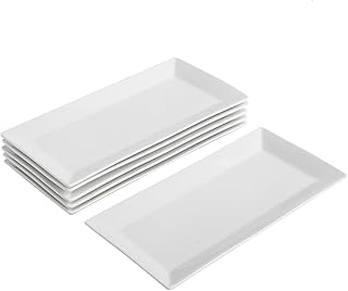Set of four 12-inch rectangular ceramic serving platters