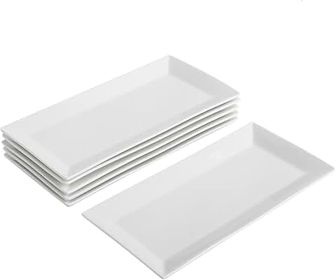 Set of four 12-inch rectangular ceramic serving platters