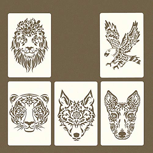 Animal Design Mylar Templates Set of 5 8.2" x 11.4"