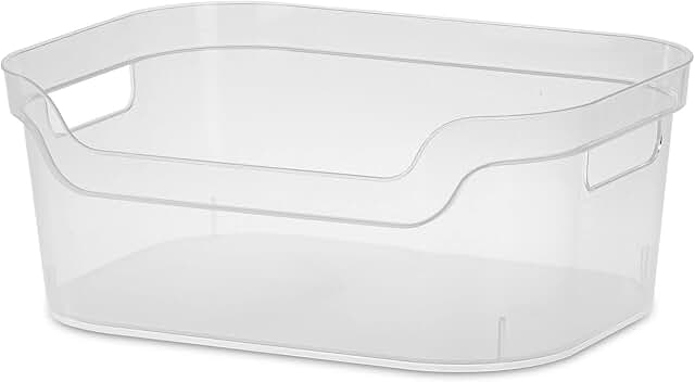 Medium clear open storage bin with handles