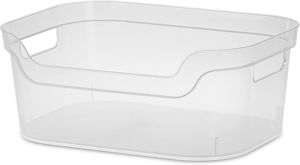 Medium clear open storage bin with handles