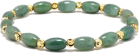 Natural Jade Beaded Bracelet for Women, Green, 6.5-8 inch