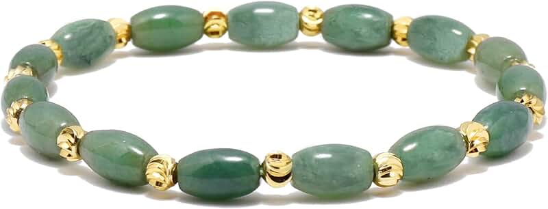 Natural Jade Beaded Bracelet for Women, Green, 6.5-8 inch
