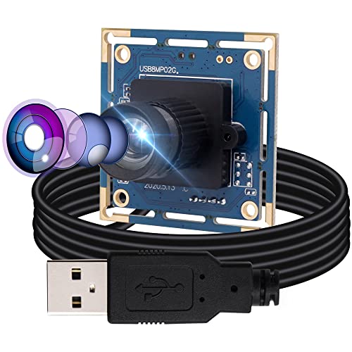 8mp USB Camera Module Webcam Board Module with 75 Degree No Distortion Lens,2448p USB Web Cam Module with IMX179 Image Sensor,Compact Mini Web Camera Module for Windows,Raspberry Pi