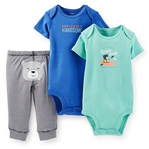 Carter s Baby Boys  3-piece Bodysuit   Pant Set  3 Months, Blue Bear