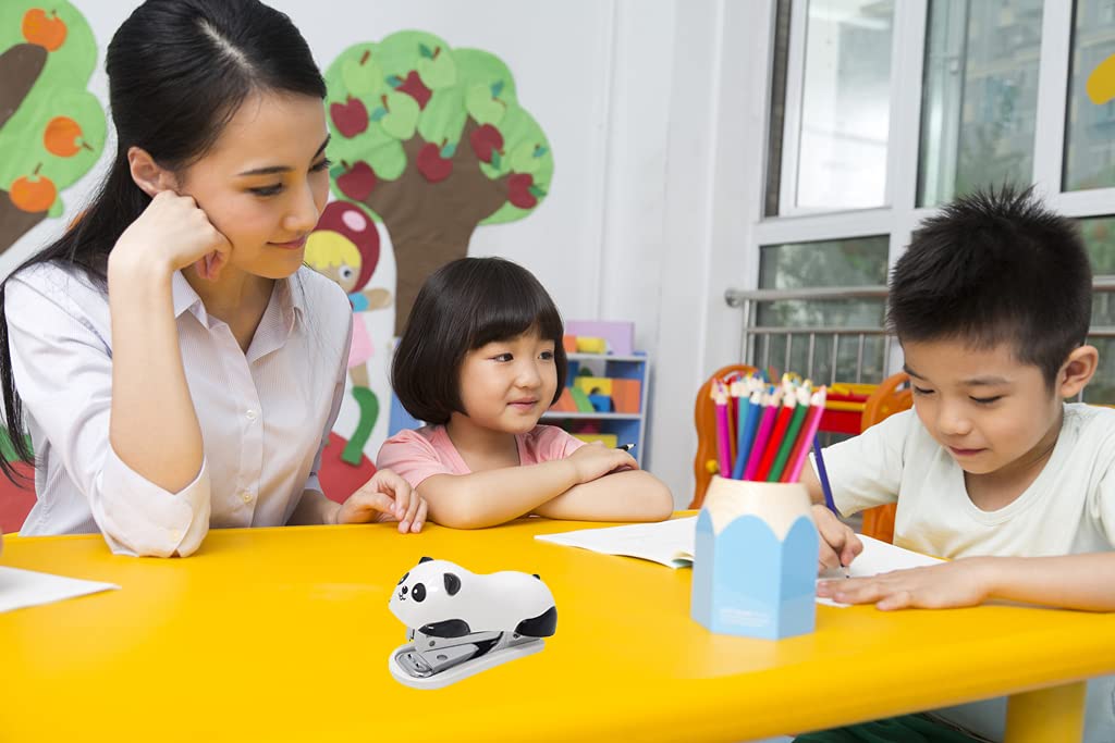 Mini Panda Desktop Stapler for 10 Sheets with 1000 Staples