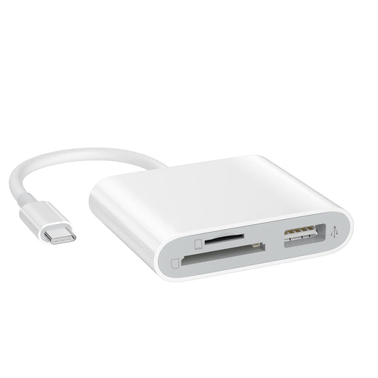 USB C to SD and Micro SD Card Reader Adapter in White