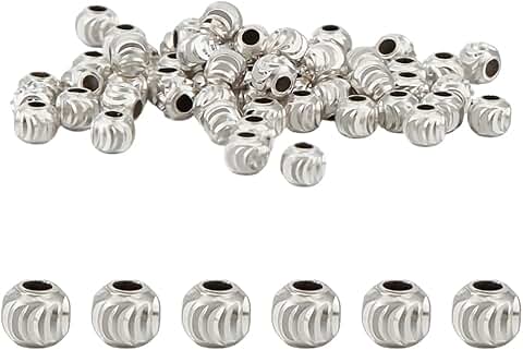 60 Silver Beads, 3mm Round Spacer Beads for Jewelry Making