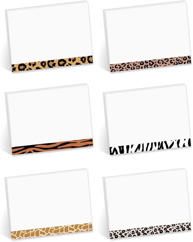 Animal Print Sticky Notes, 4x3 Inches, Repositionable