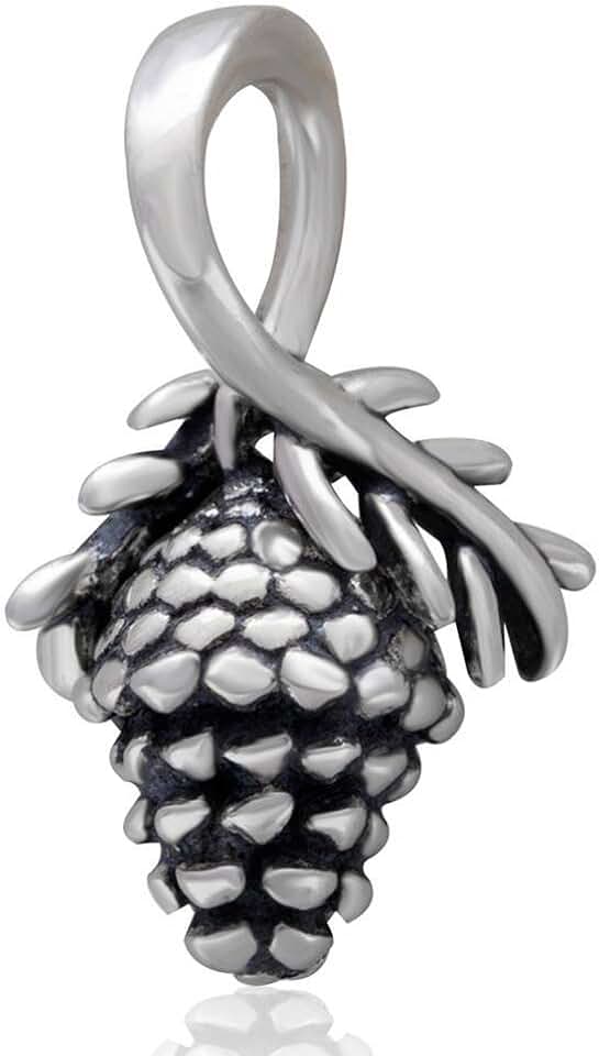 Christmas Fairy and Pinecone Silver Charms for Bracelets