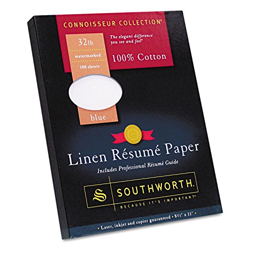 Blue 100% Cotton Resume Paper, 8.5 x 11, 32 lb, 100 Pack