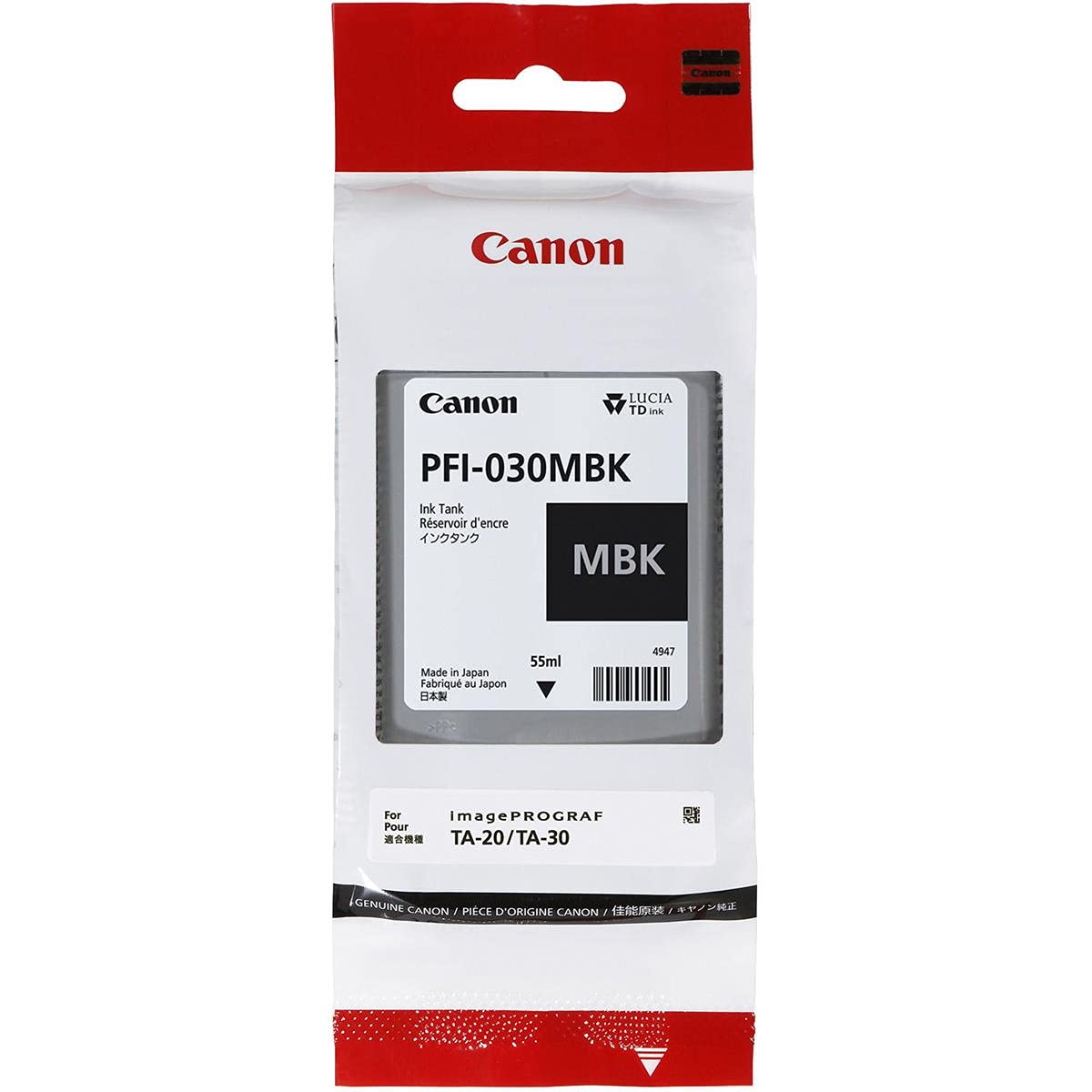 Matte Black Ink 55ml (PFI-030MBK) for imagePROGRAF TA-20 and TA-30