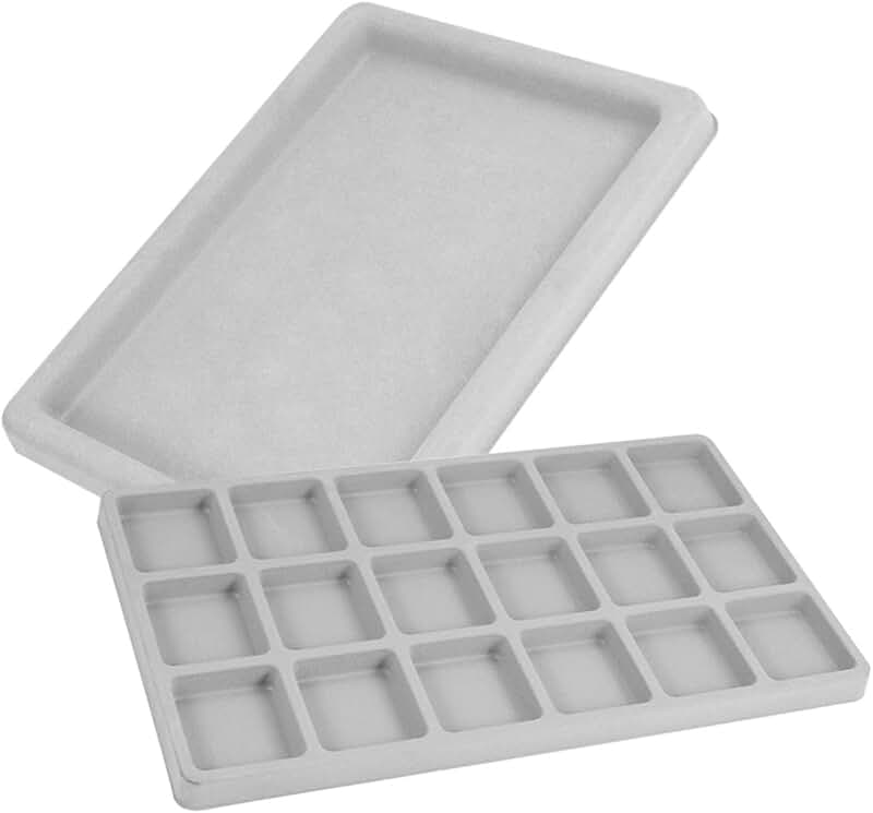 Set of 2 Grey Bead Flocked Board Trays for Jewelry Making