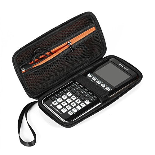 Hard Graphing Calculator Carrying Case Compatible with Texas Instruments TI-84 Plus CE/TI-83 Plus CE/Casio fx-9750GII, Extra Zipped Pocket for USB Cables, Manual, Pencil, Ruler, Black