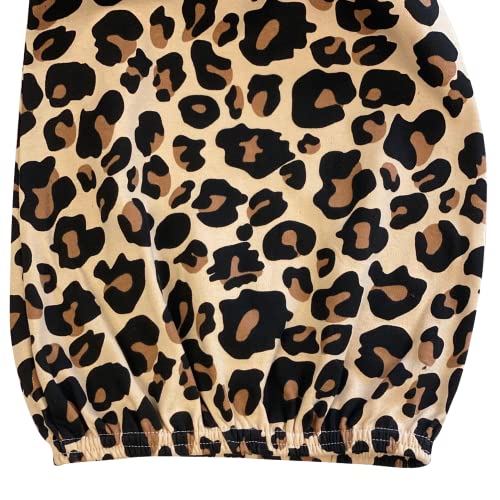 Uni  Long Sleeve Cotton Baby Gown (Tan Leopard),0 - 3 Months