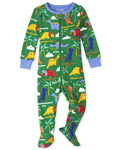 The Children s  baby boys The Children s  Boy Snug Fit Cotton Zip-front One Piece Footed Pajama and Toddler Sleepers, Allover Dino, 3-6 Months US
