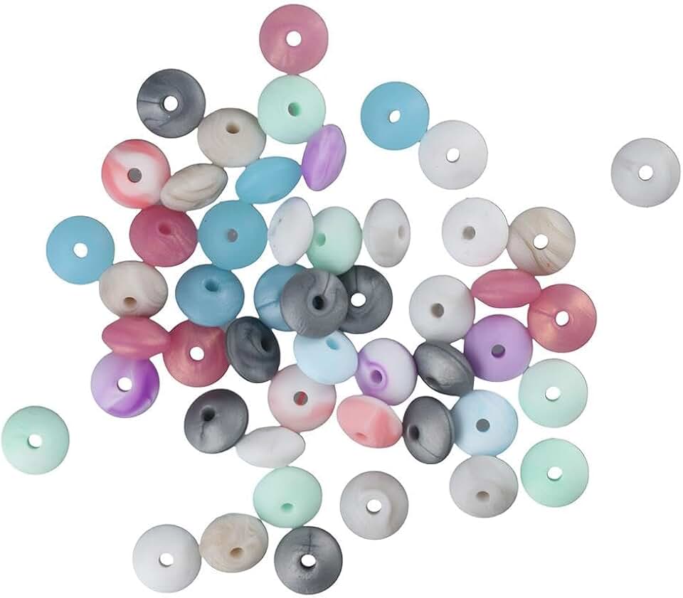 240pcs 12mm Silicone Lentil Beads for Jewelry Making