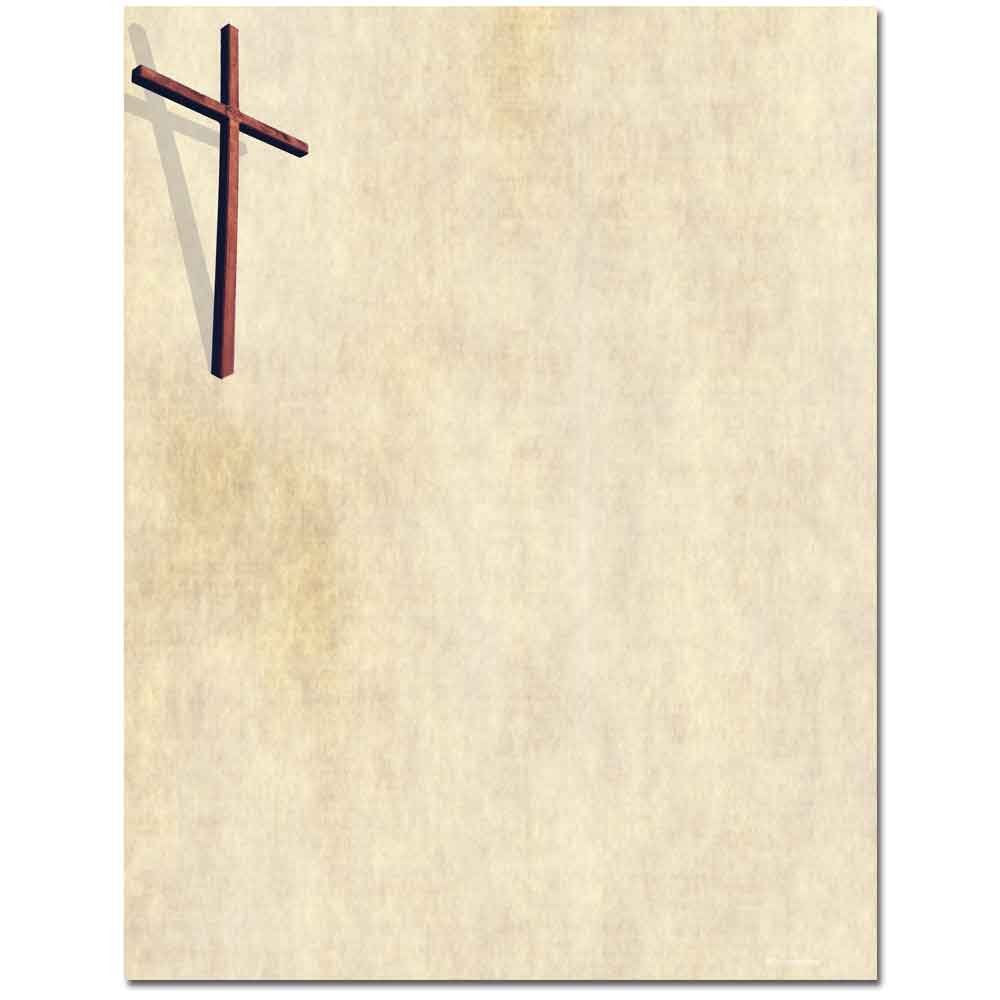 Wooden Cross Letterhead Paper, 25 Sheets