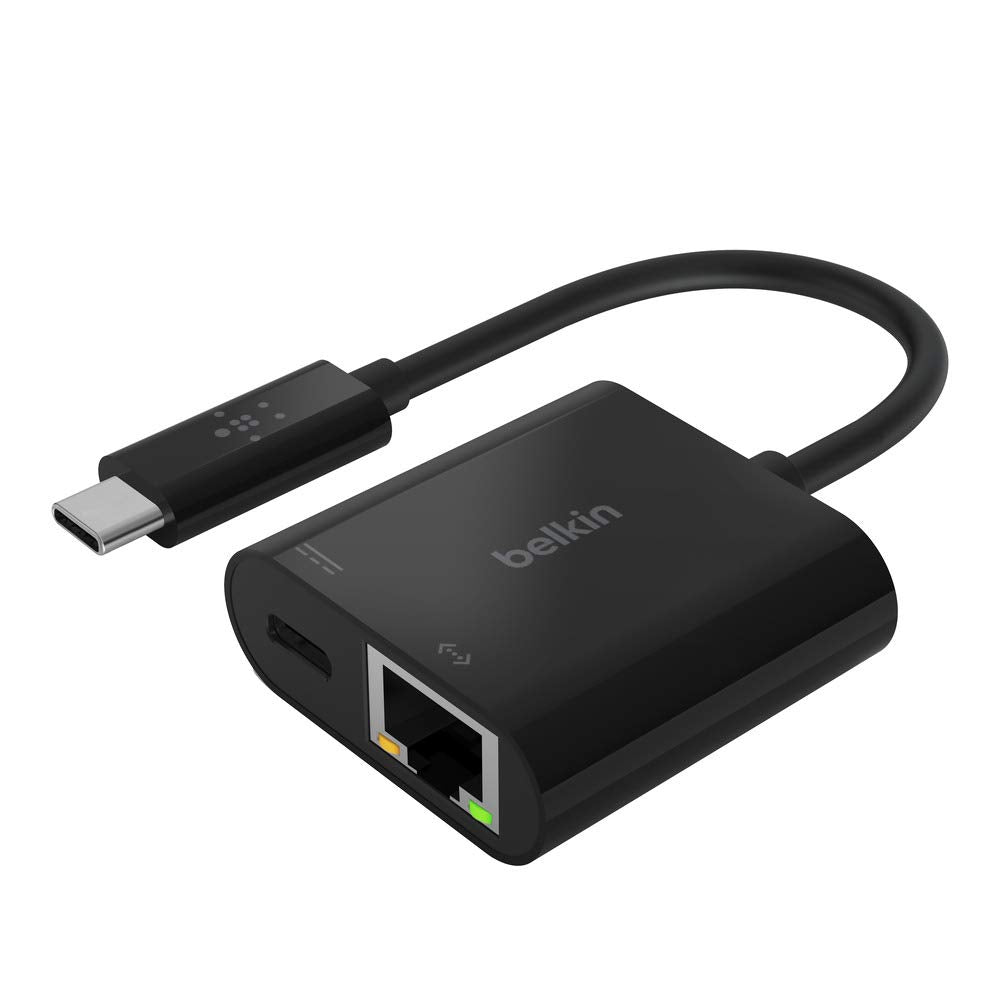 USB-C to Ethernet Adapter + Charge (60W Passthrough Power for Connected Devices, 1000 Mbps Ethernet Speeds) MacBook Pro Ethernet Adapter (INC001btBK)