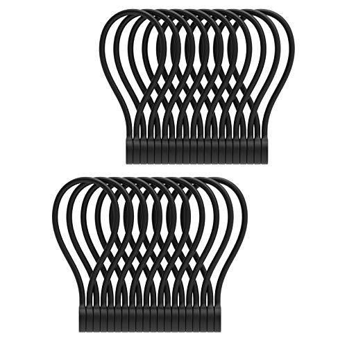 20 Black Silicone Magnetic Cable Ties, 7.16 inches