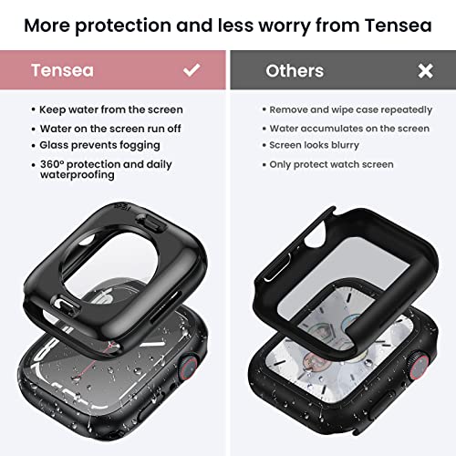 (2 in 1) for Waterproof Apple Watch Screen Protector Case Series 8 7 45mm Accessories, iWatch Protective PC Face Cover Built-in Tempered Glass Film, Front & Back Bumper for Women Men, 45 mm