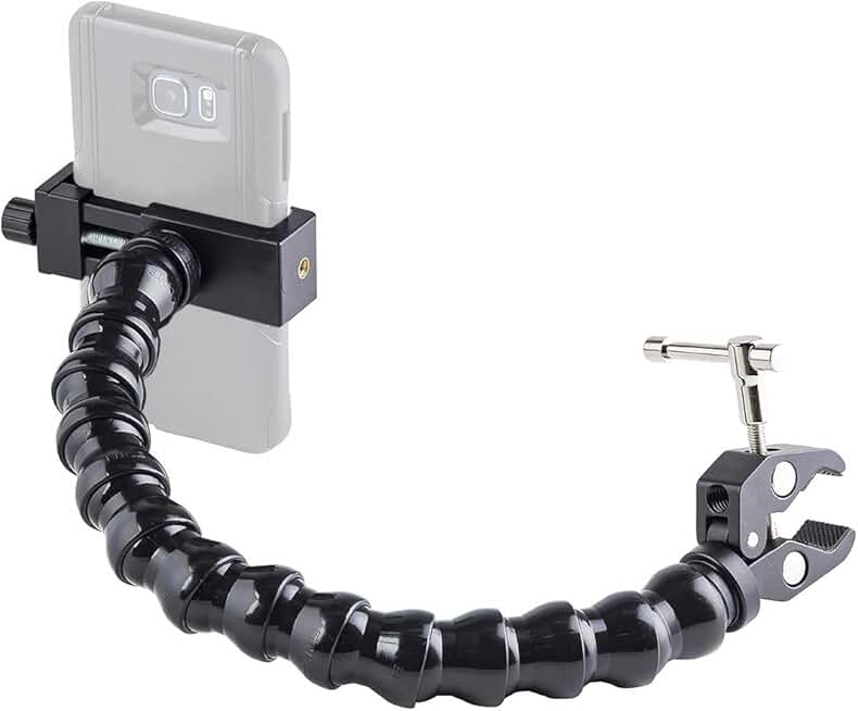 Modular Hose Phone Holder with Mini Clamp and 14-Inch Arm