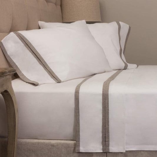 Belle Sheet Set, Queen, White/Grey