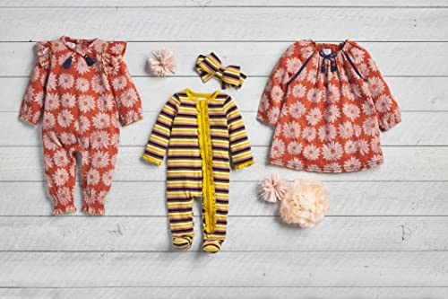 Baby Girl's Sleeper and Headband Set, Mustard/Pink, 0-3 Months