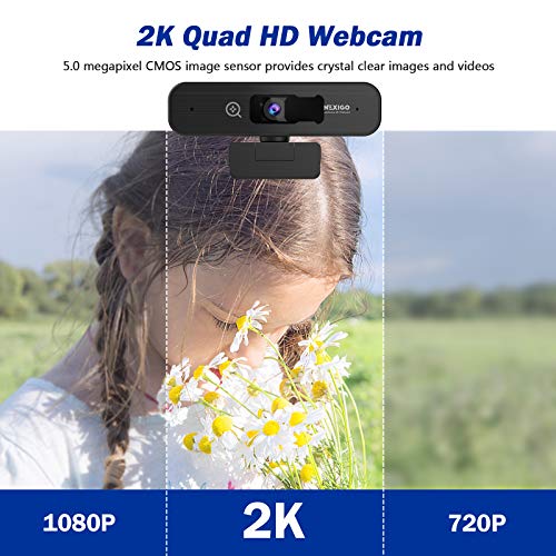 2K Zoomable Webcam with Sony Sensor | AutoFocus | Support 1080P@ 60FPS | 3X Digital Zoom | Dual Microphone & Privacy Cover, for Streaming Online Class, Zoom/Skype/Facetime/Teams