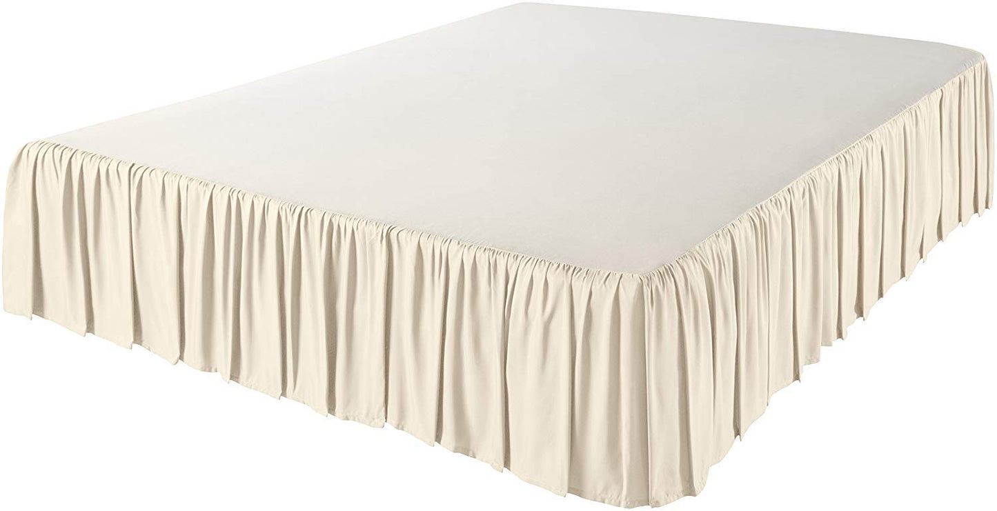 Ruffled Bed Skirt with Split Corners Queen Size 24 Inch Drop) Platform Dust Ruffle Gathered Bedskirt with 400 Thread Count Microfiber Wrinkle Free Ruffled Gatherd Bed Skirt(Ivory Solid)