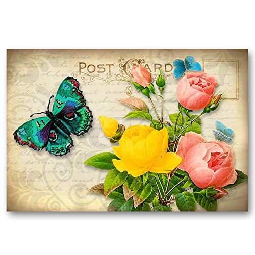 Set of 20 vintage-style floral postcards
