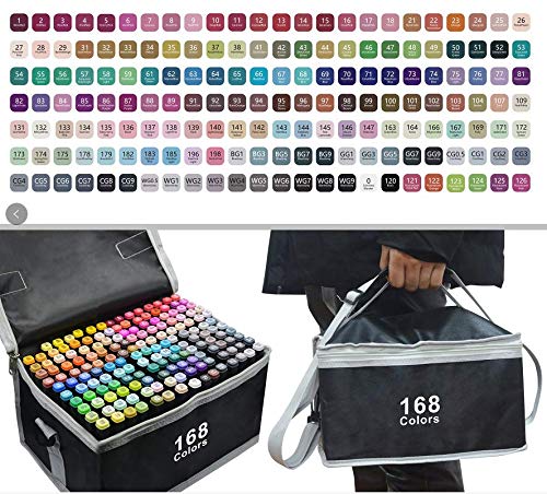 168 Colors Alcohol Markers Dual Tips Permanent Art Pen