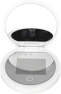 Round 3.5-inch lighted travel makeup mirror with 2X magnification