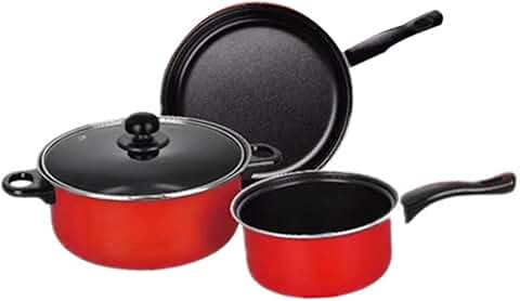 Three-piece non-stick frying and soup pan set