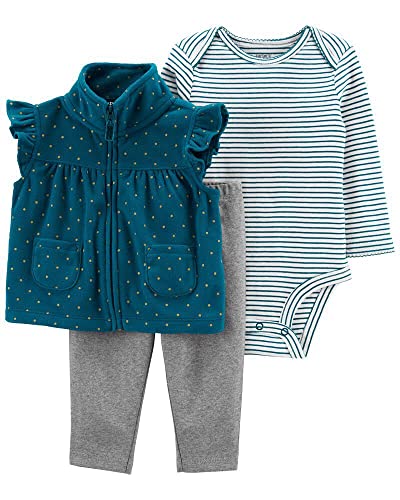 Baby Girls' 3 Piece Vest Little Jacket Set (Polka Dot/Blue/Multi,  )