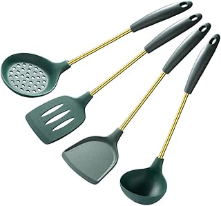 Silicone Cooking Utensil Set with Stainless Steel Handles