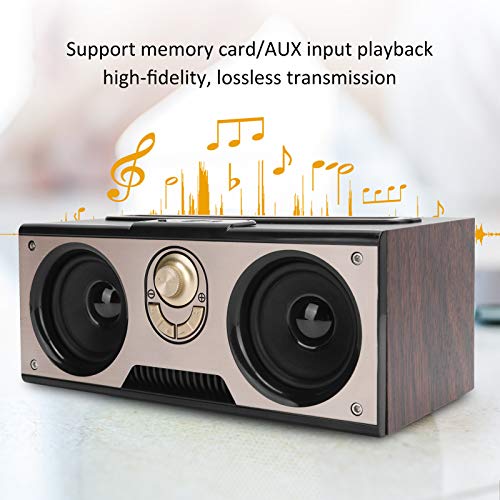 Bluetooth Speaker,Retro Wooden Bluetooth Speaker HiFi Wireless Portable Audio Sound,Home Indoor Portable Speaker Support Memory Card AUX Input (Wood)
