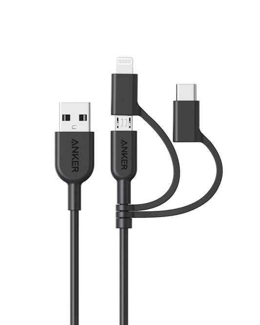 Powerline II 3-in-1 Cable for iPhone, Android, and More, 3ft