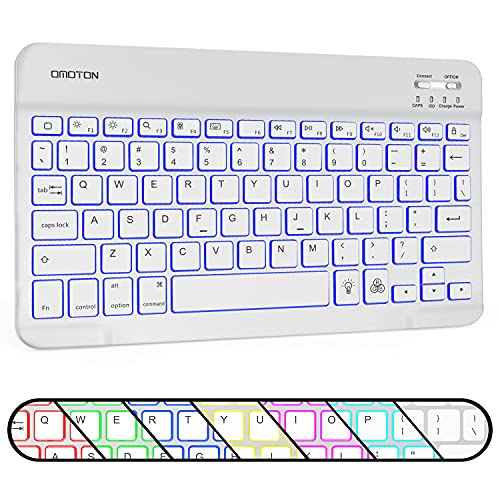 Bluetooth Keyboard, Wireless Rechargeable Keyboard for iPad, iPad Pro, iPad Mini, iPad Air with Illuminated LED (White)