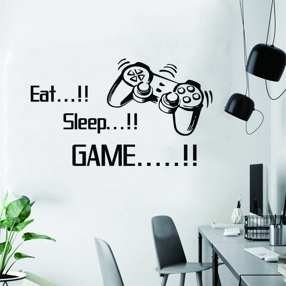 Eat Sleep Game Wall Decal with Gamepad Design