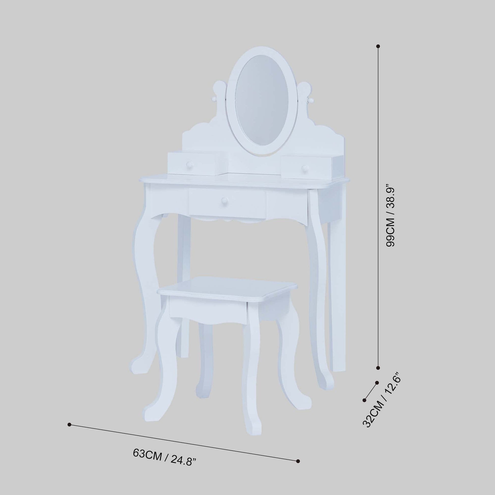 Little Princess Rapunzel Medium Toy Vanity Set, White