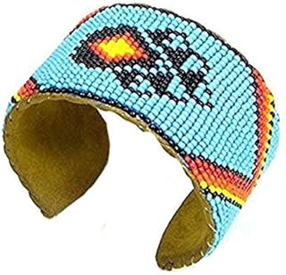 Handmade Beaded Leather Cuff Bracelet for Unisex