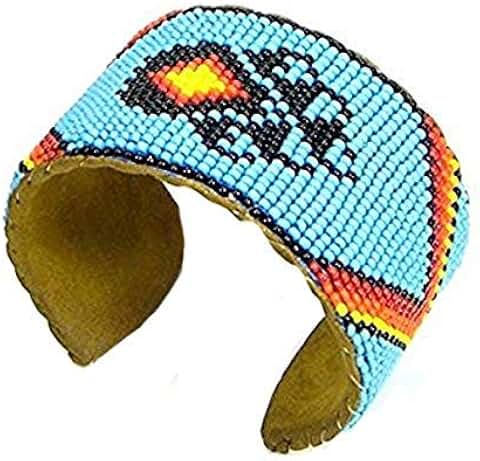 Handmade Beaded Leather Cuff Bracelet for Unisex