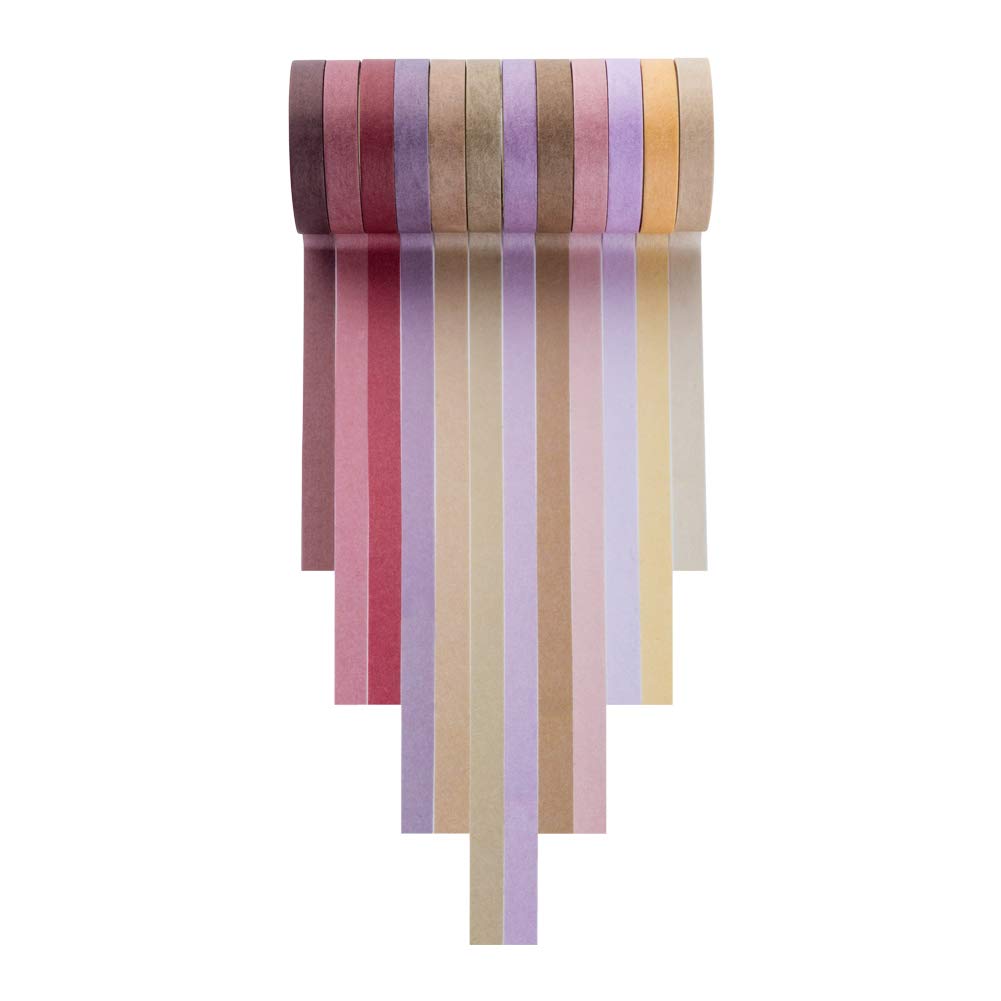 12 Rolls of Natural Color Washi Tape for Crafts and Journals