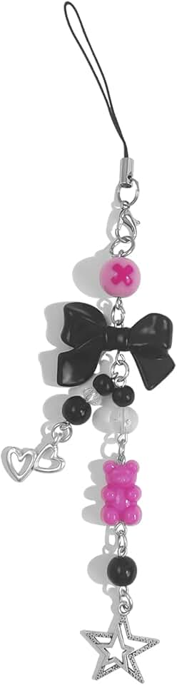 Cute Pink Strawberry Butterfly Phone Charm with Rose Bear